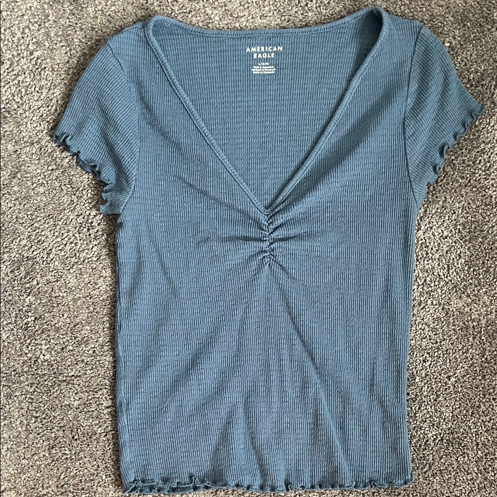 American Eagle Outfitters Teal Short Sleeve Top